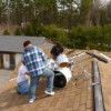 setting up drums on the roof